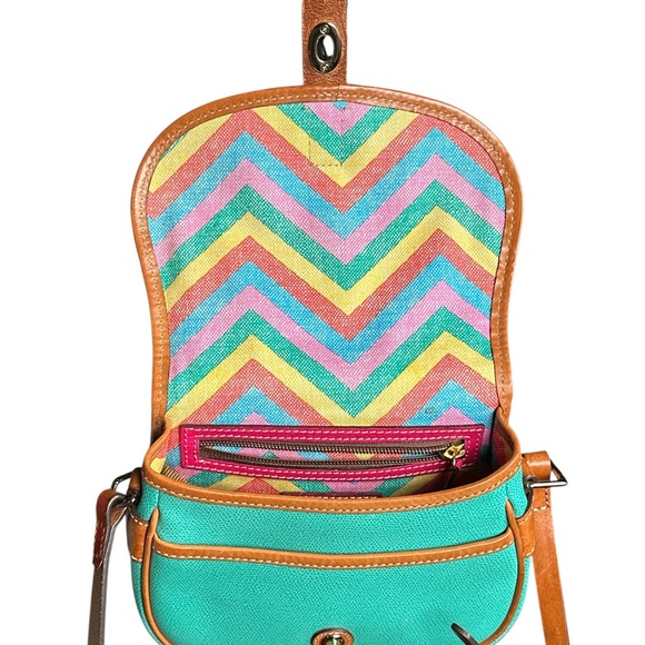 Dooney & Bourke Turquoise and Brown Crossbody Bag - Picture 6 of 13